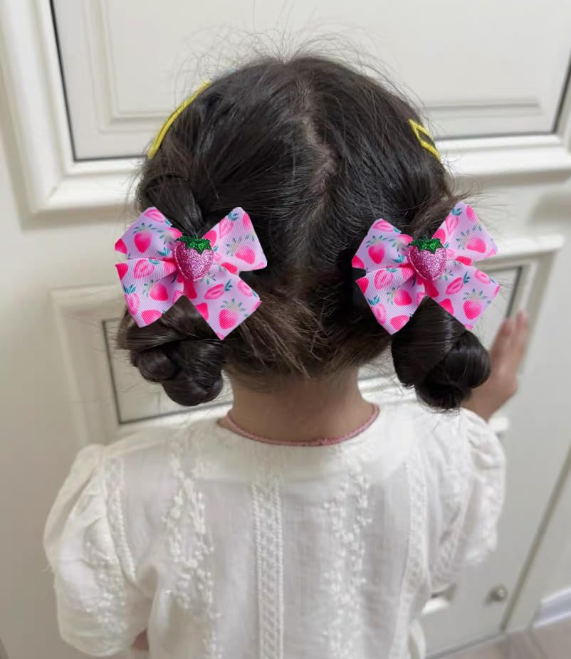 AACKS strawberry hair clips on pigtails demonstrating versatile styling.