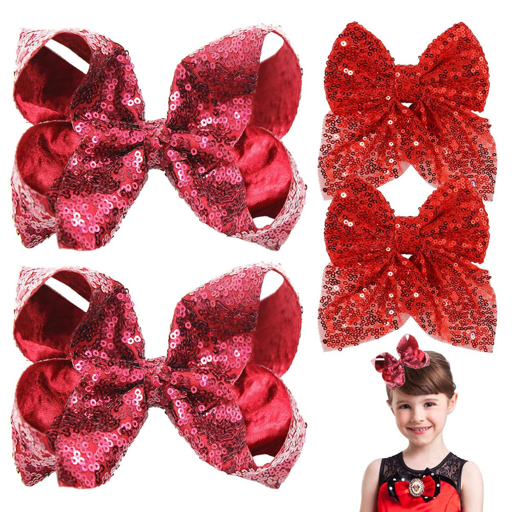 Aaiffey glitter red hair bow clip, 4.33 inches, holds hair securely.