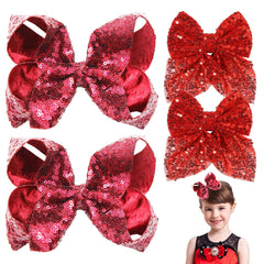 Aaiffey glitter red hair bow clip, 4.33 inches, holds hair securely.
