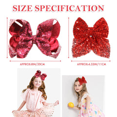 Aaiffey glitter red hair bow clip, 8 inches, ideal for bigger styles.