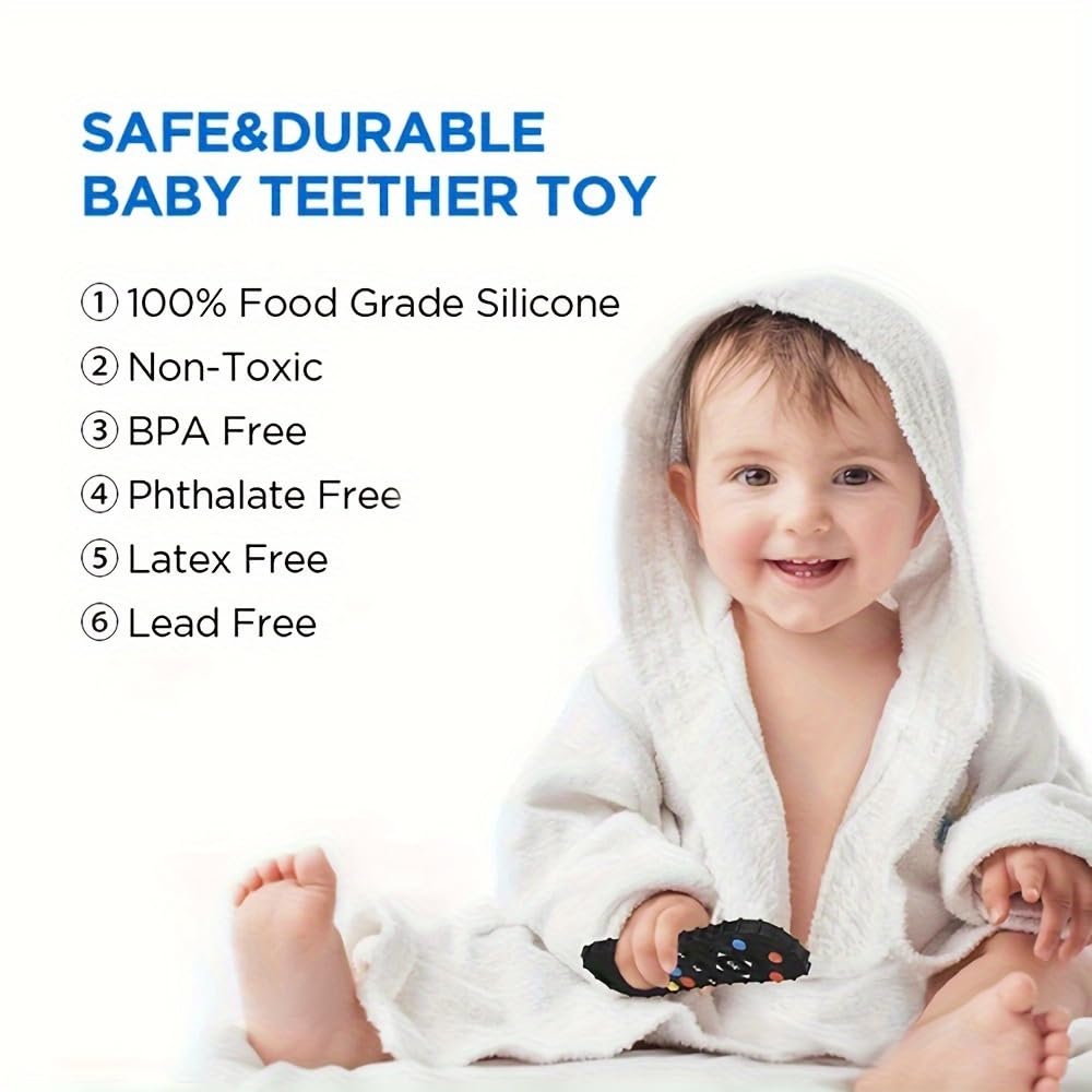 AALFA remote-inspired teether on a table for baby playtime.