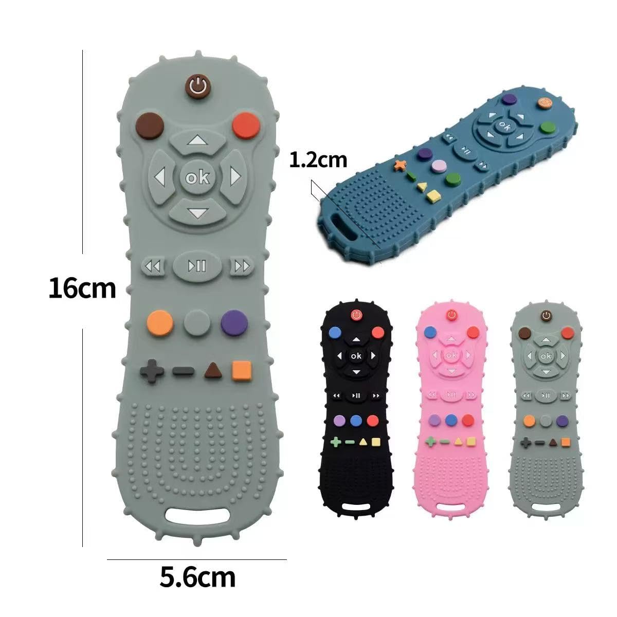 AALFA silicone teether with textured surfaces to support hand coordination.
