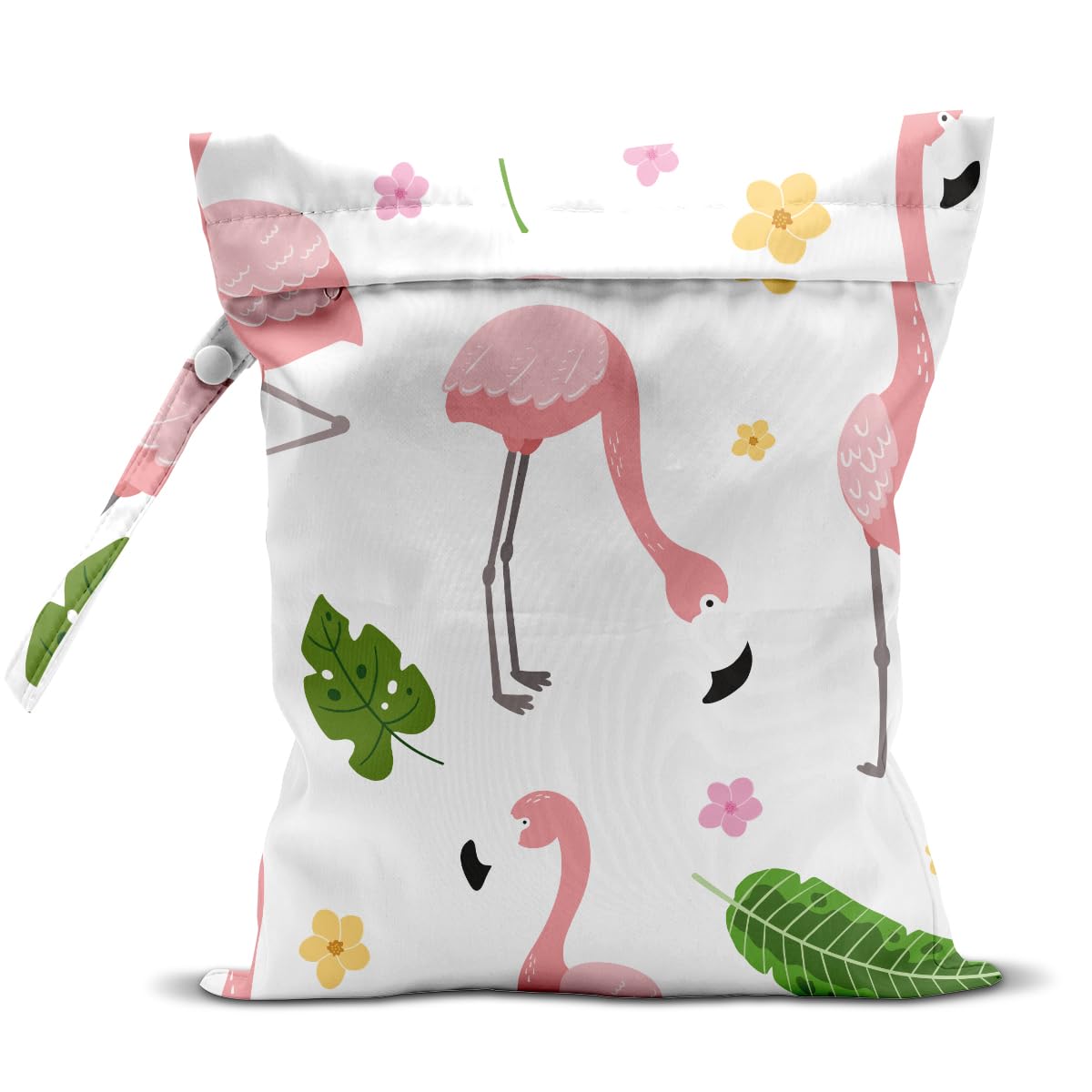 AASRR Wet Dry Bag with pink flamingos design keeps swimwear organized at the beach