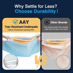 AAY bed pads feature diamond design guiding liquid for fast absorption.