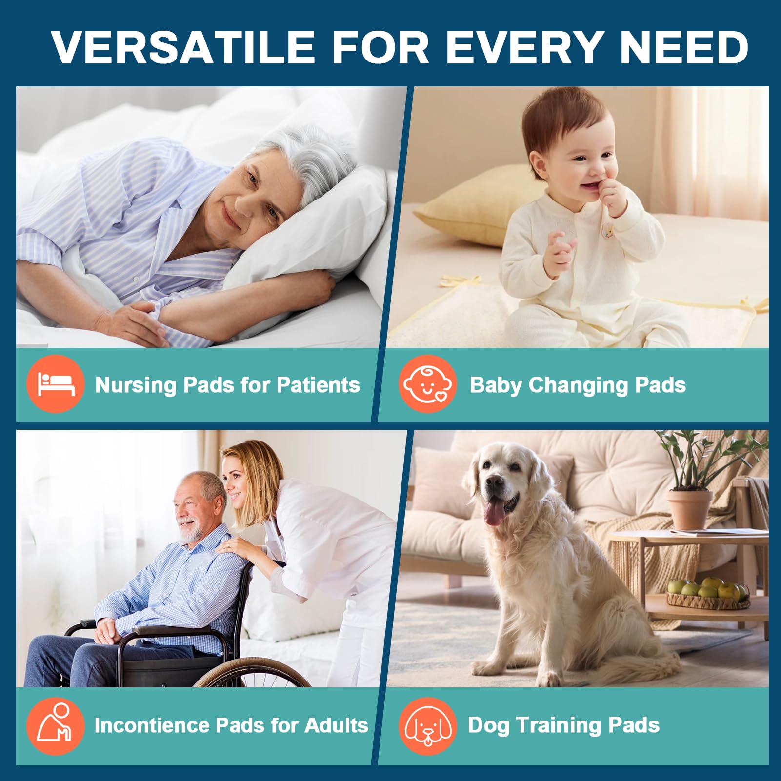 AAY bed pads on a bed for elderly care and protection