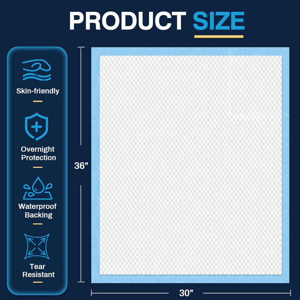 AAY soft-top bed pads highlight skin-friendly, latex-free surface.