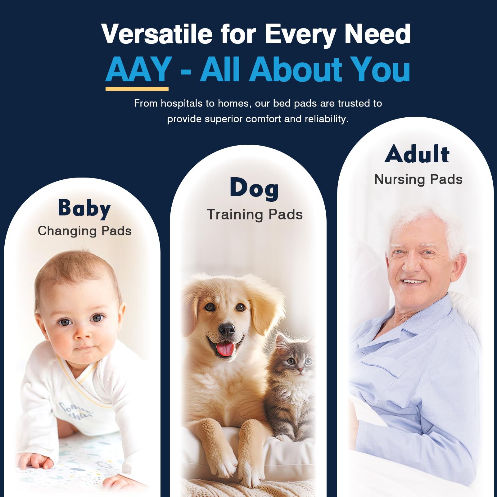 AAY disposable bed pads in real-life setup on bed for home use