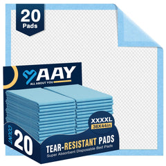 AAY heavy duty bed pads with tear-resistant cloth backing for durable protection.