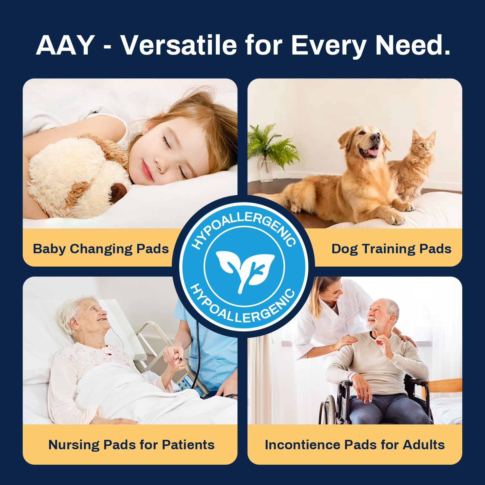 AAY pad in packaging for easy storage and disposal.