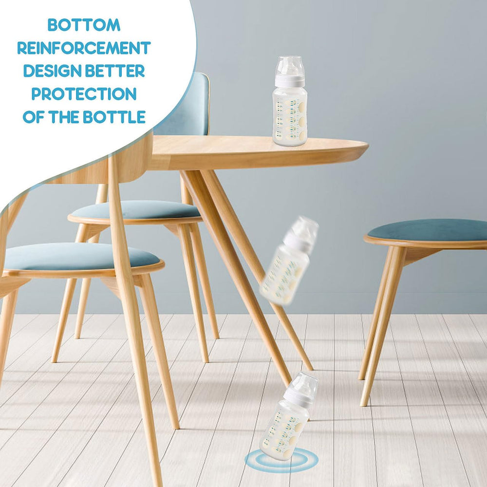 Abaodam silicone bottle cover around a glass bottle provides soft-touch protection.