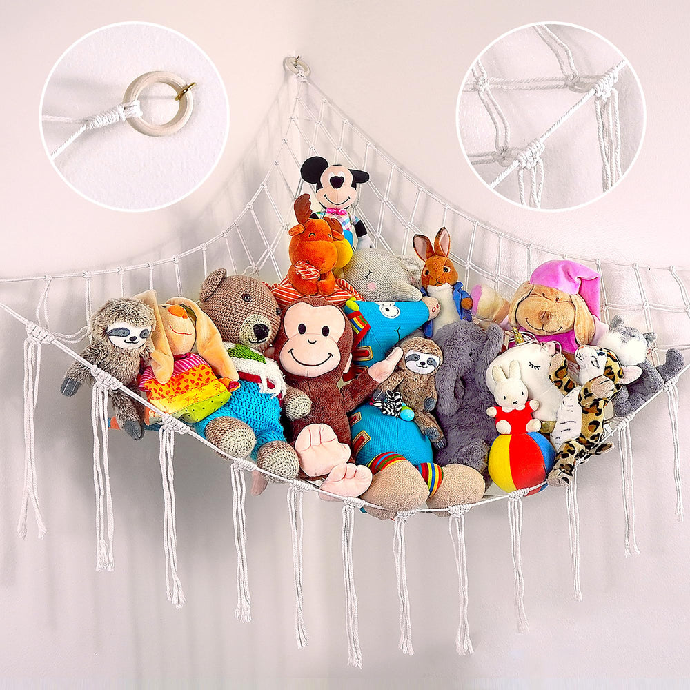 ABBY BABY large stuffed animal hammock corner for plush toy storage and easy reach
