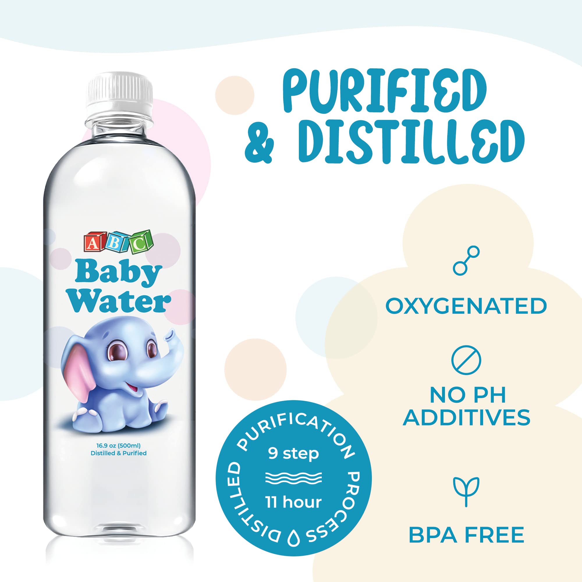 ABC Baby Water formula-mixing bottle ready for safe formula prep.