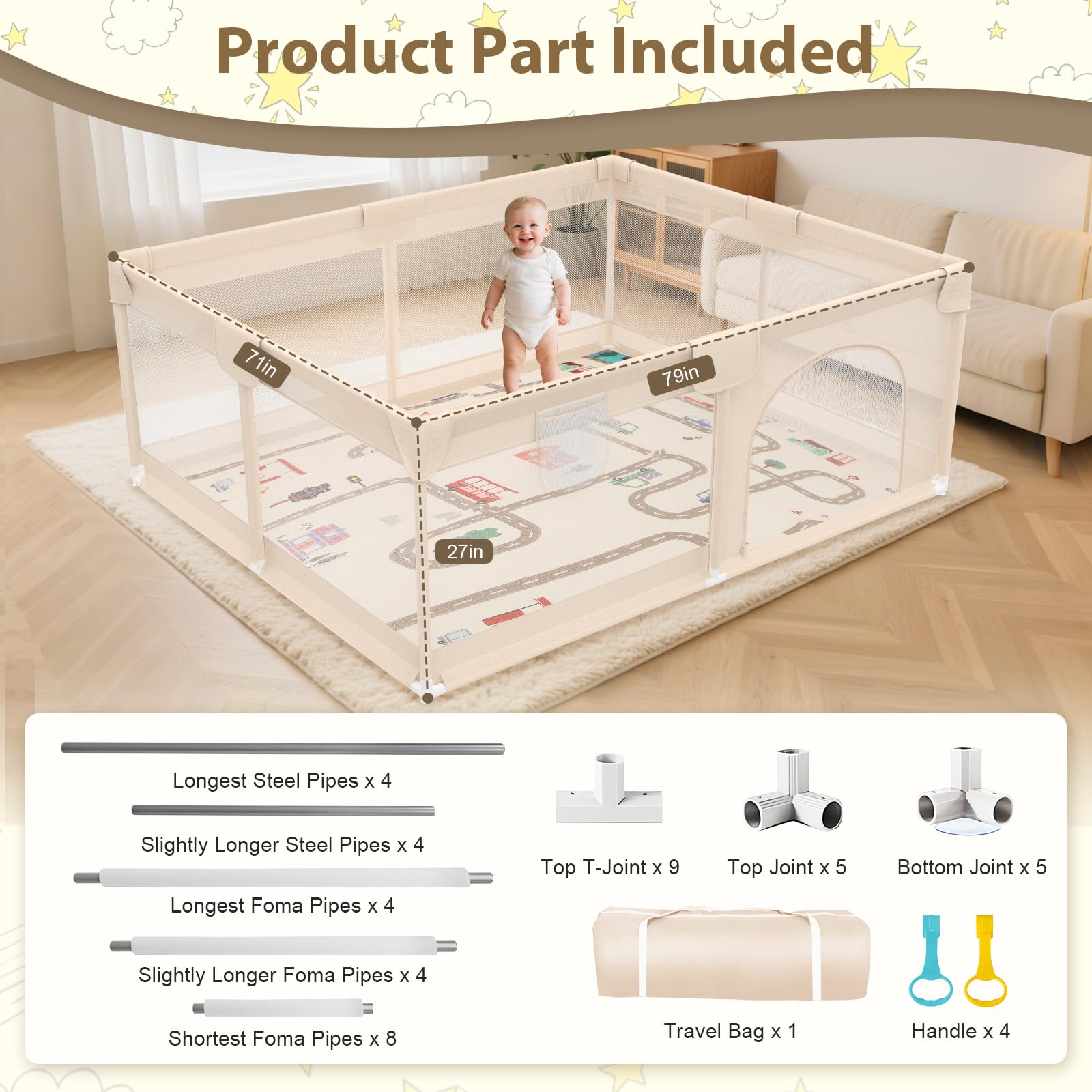 Abdtech Baby Playpen 360 view design enables full baby monitoring.