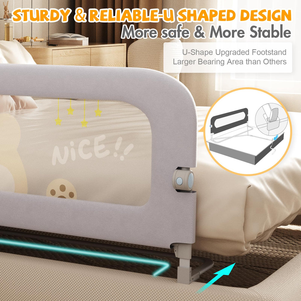 Abdtech bed guard rail universal-fit installation on slatted and wooden beds.