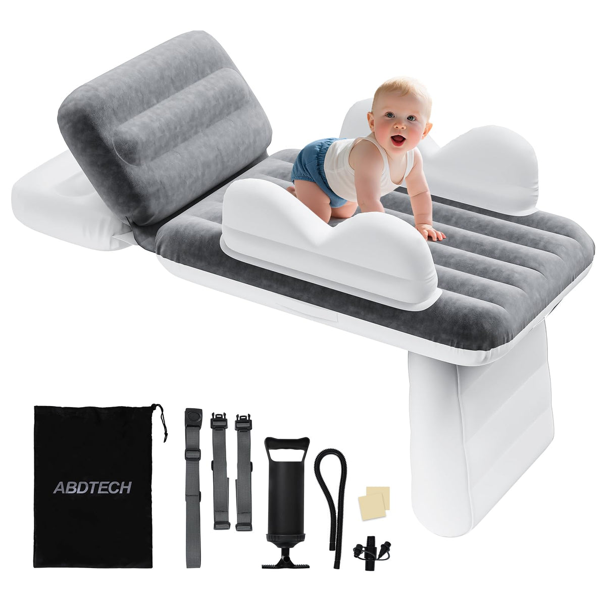 Abdtech inflatable toddler airplane bed pillow offers soft nap support during flights