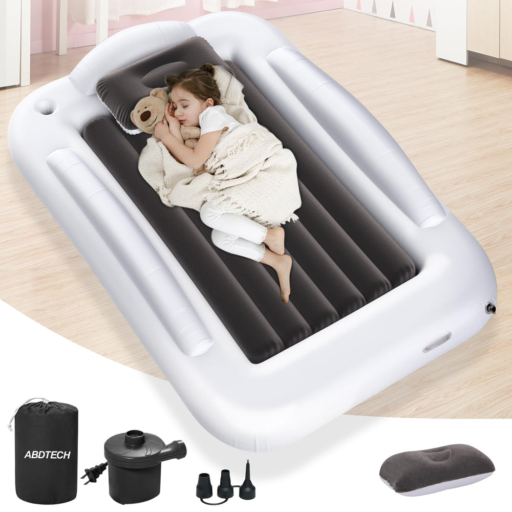 Abdtech inflatable toddler bed with travel bag and fast pump for quick setup.