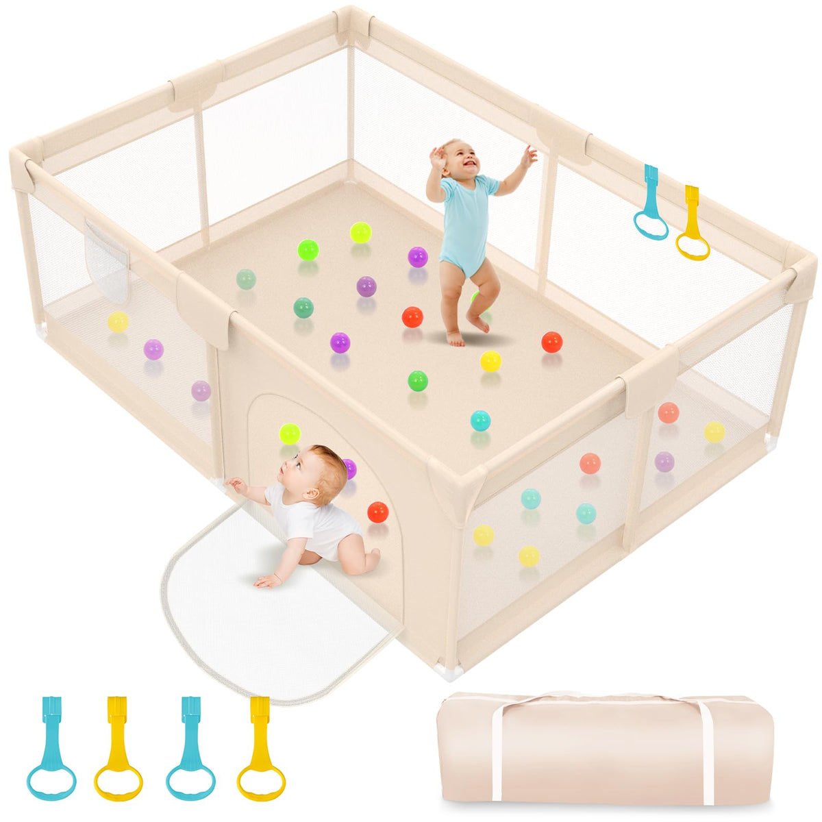 Abdtech playpen apricot large play area keeps babies safe while exploring
