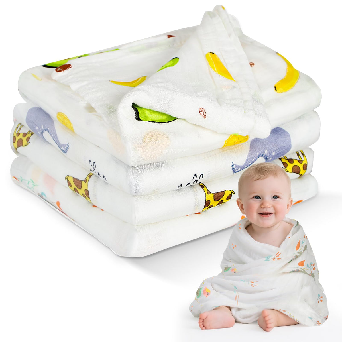 Abdtech cotton muslin swaddle blanket soft and breathable for newborns