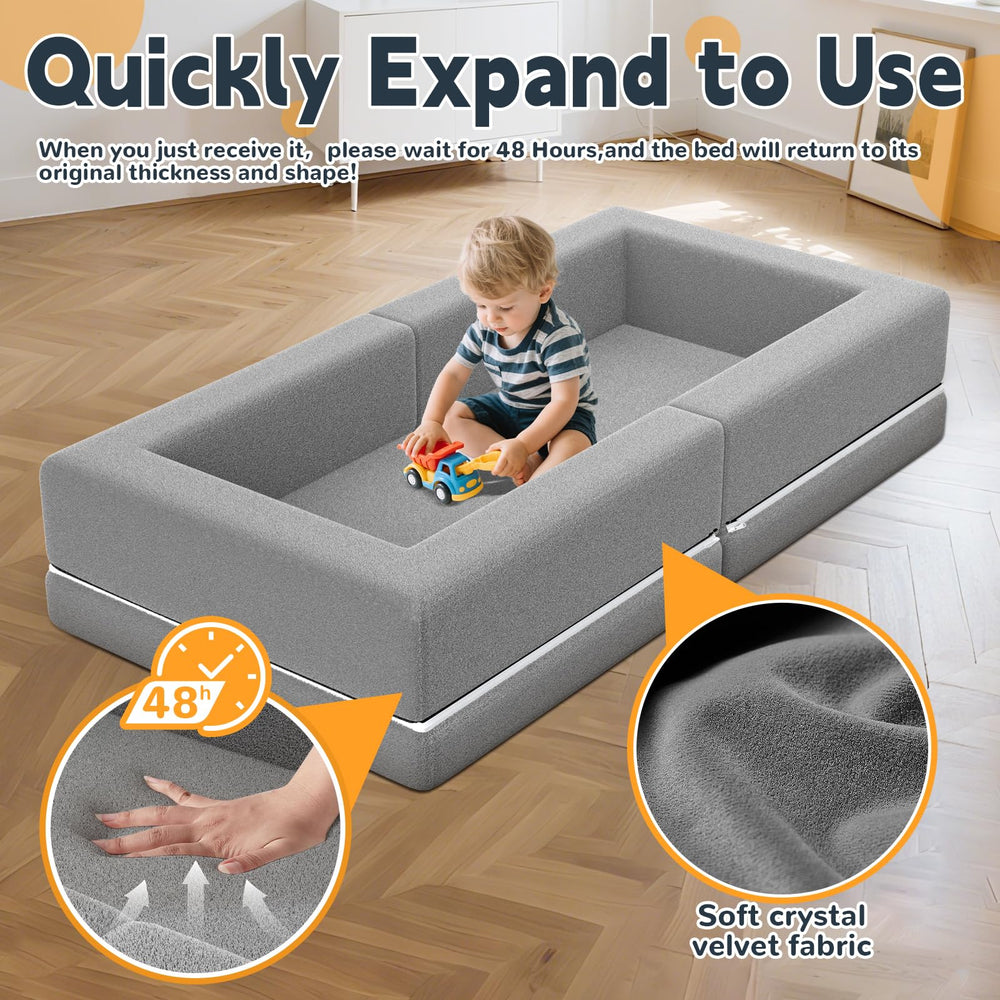 Abdtech portable bed with carry handle for car trips and hotels.