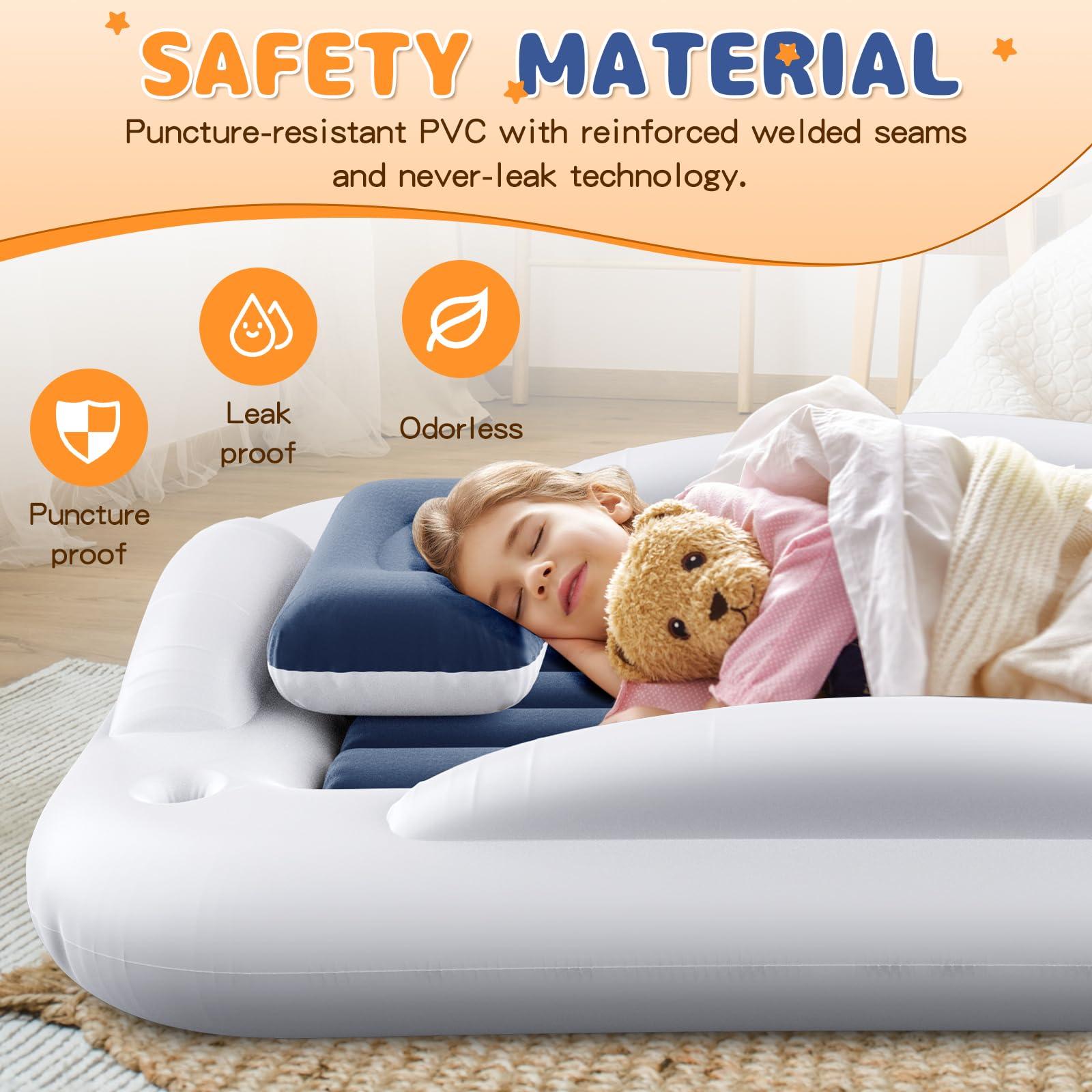 Abdtech toddler bed safety sides protect little sleepers during sleepovers