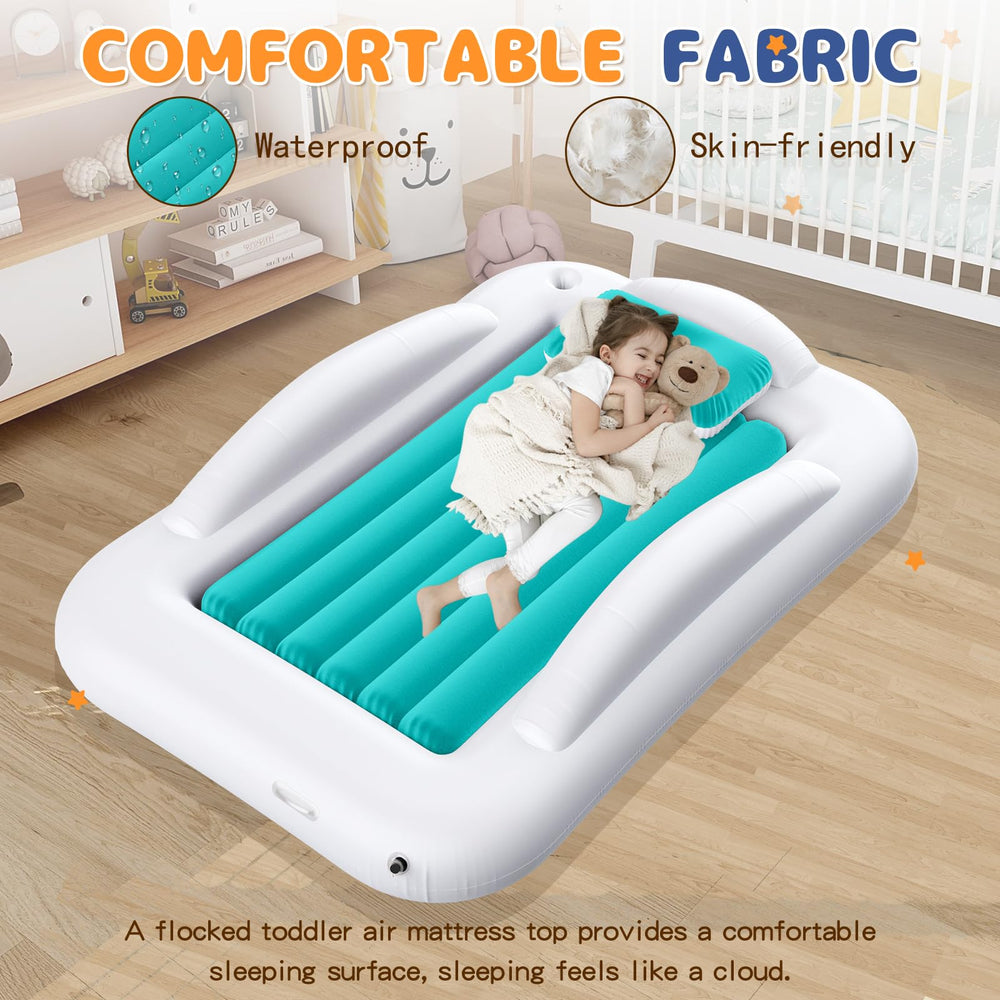 Abdtech travel bed 60 x 40 x 12 inches fits in luggage.