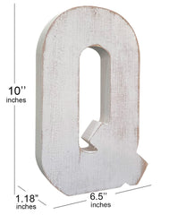 ABELOTS Q letter wall hanging features natural weathered texture.