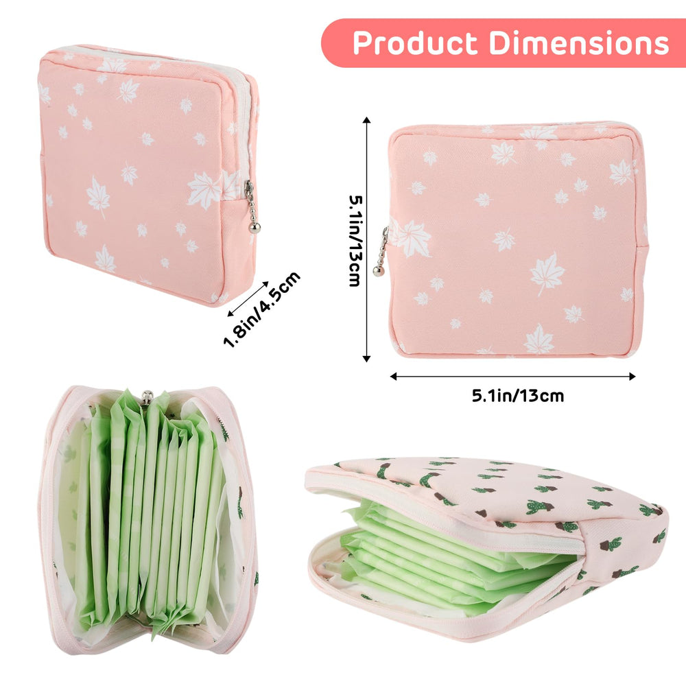 Abeillo period bag compact 5x5x2 inches stores pads neatly on the go.