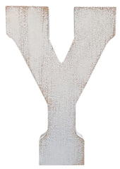 ABELOTS large distressed white wash wood letter Y for stylish wall display and monogram decor.