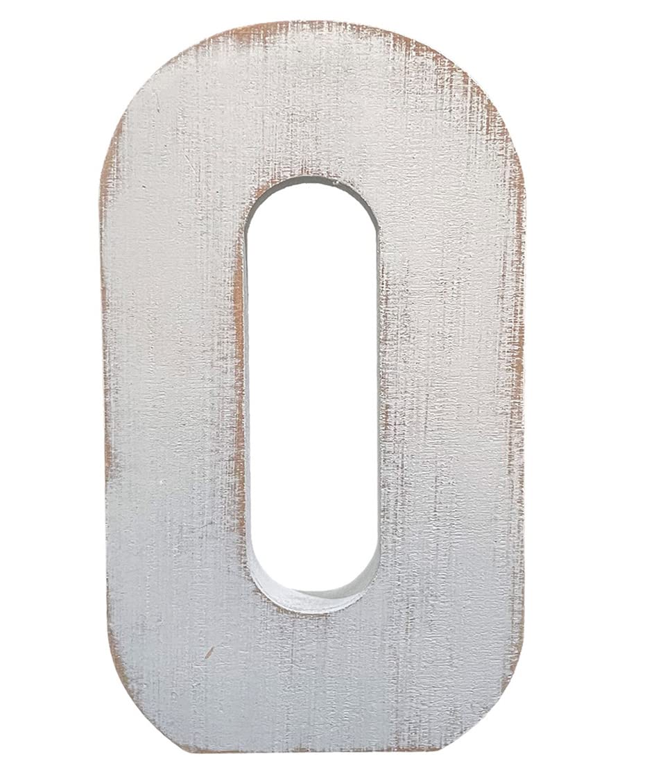 ABELOTS large wood letter O in distressed white wash adds rustic wall charm