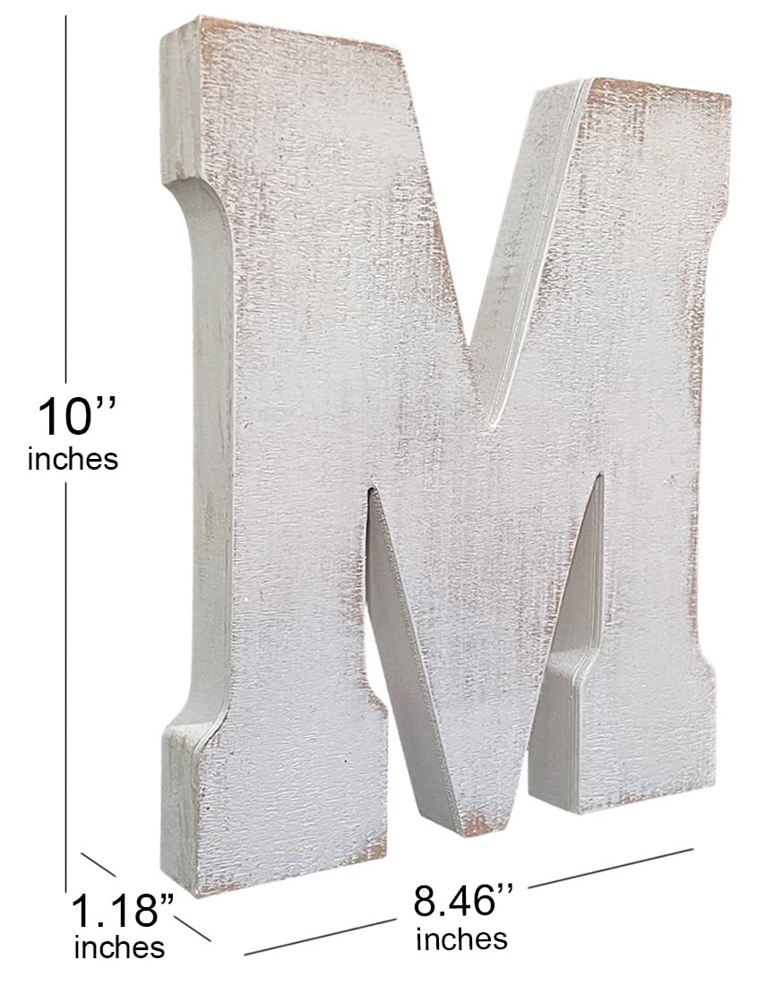 ABELOTS monogram wooden M adds farmhouse charm for wall or desk display.