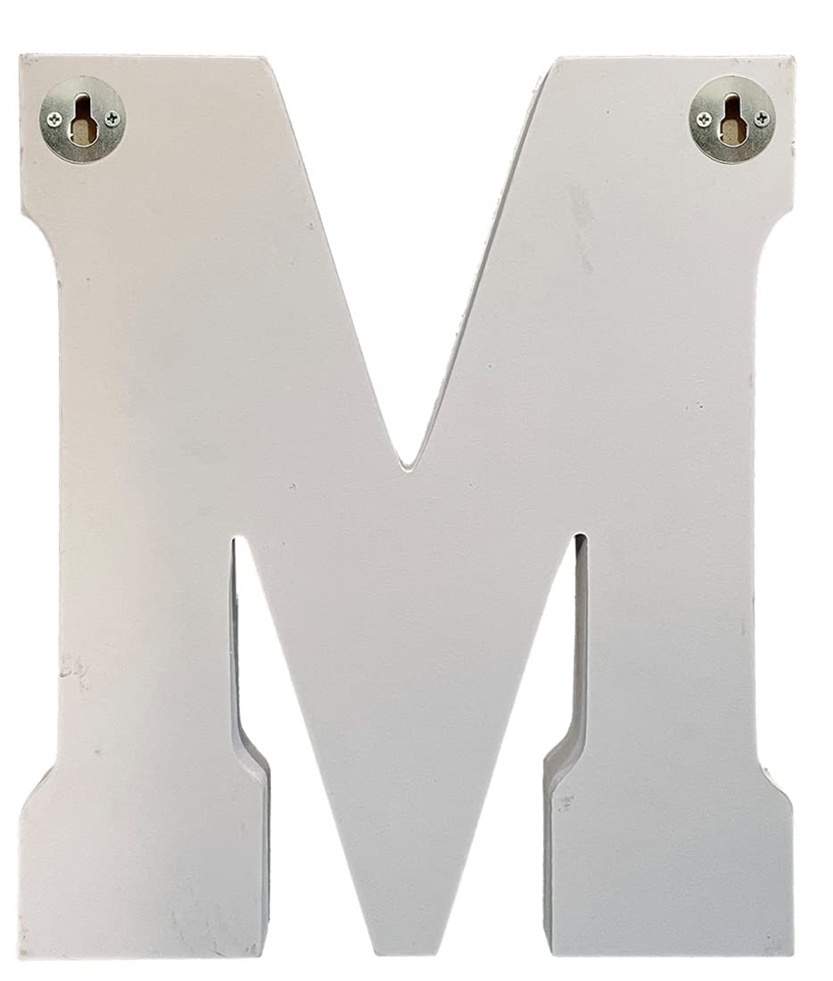 ABELOTS rustic letter M fits nurseries, playrooms, or living spaces with versatile hanging options.