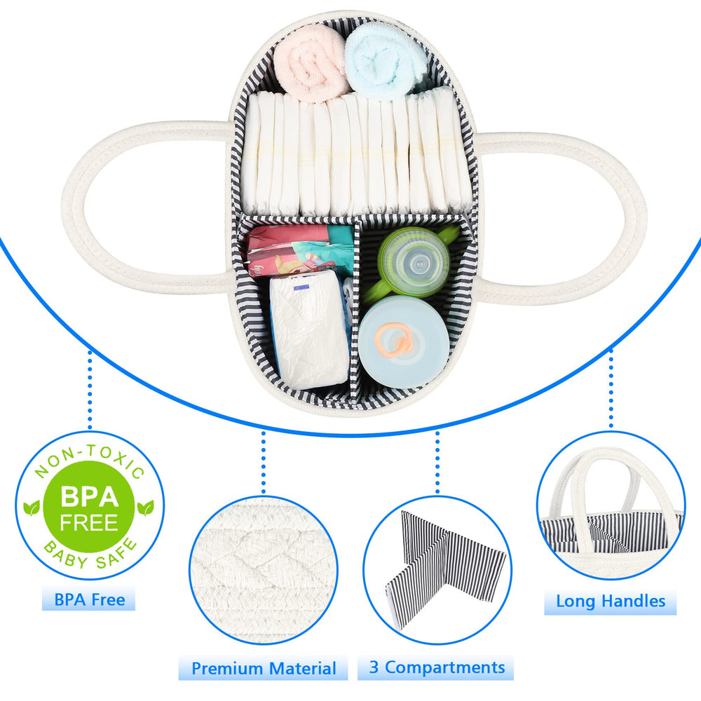 ABenkle Diaper Caddy with wipes container for quick changes.