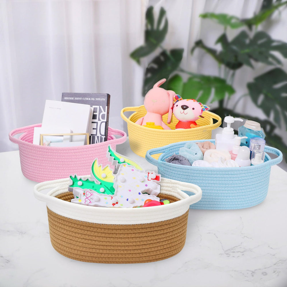ABenkle basket on a shelf adding a neat, stylish touch to space.
