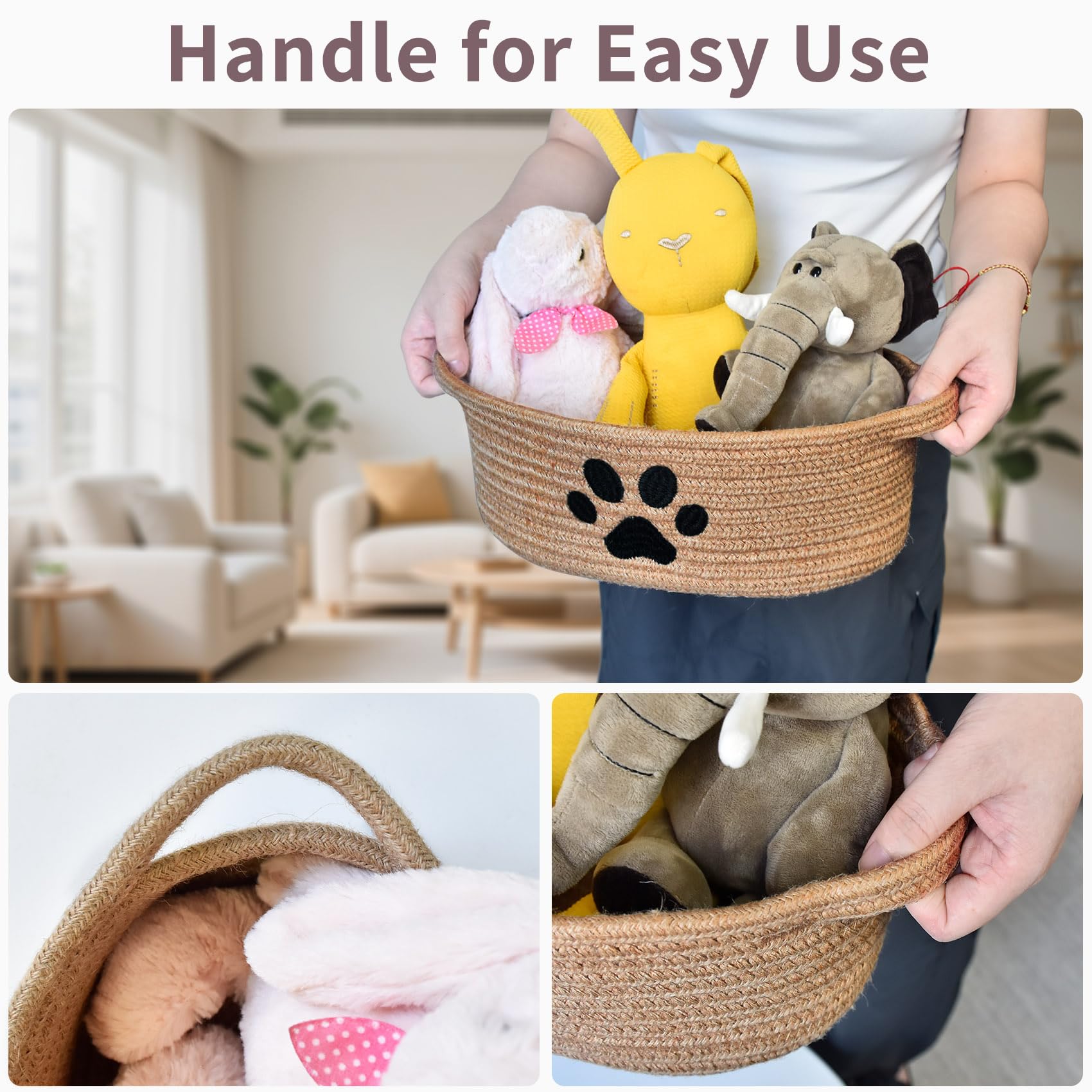 ABenkle bathroom storage basket keeps towels neatly within reach