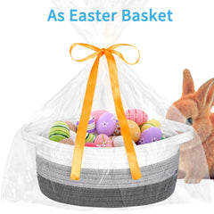 ABenkle boho rope basket close-up shows natural texture for safe baby storage