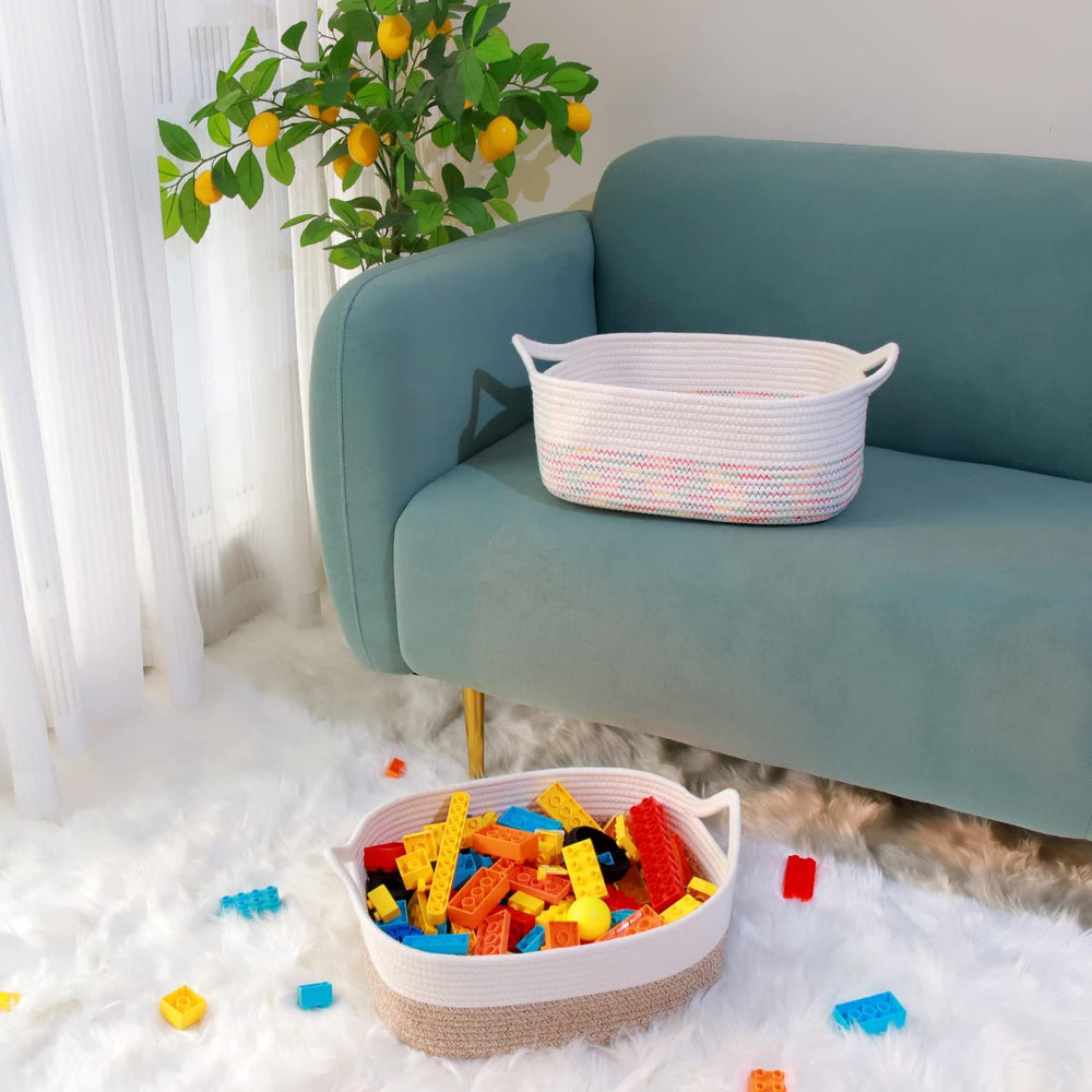 ABenkle corner storage basket blends with any home decor