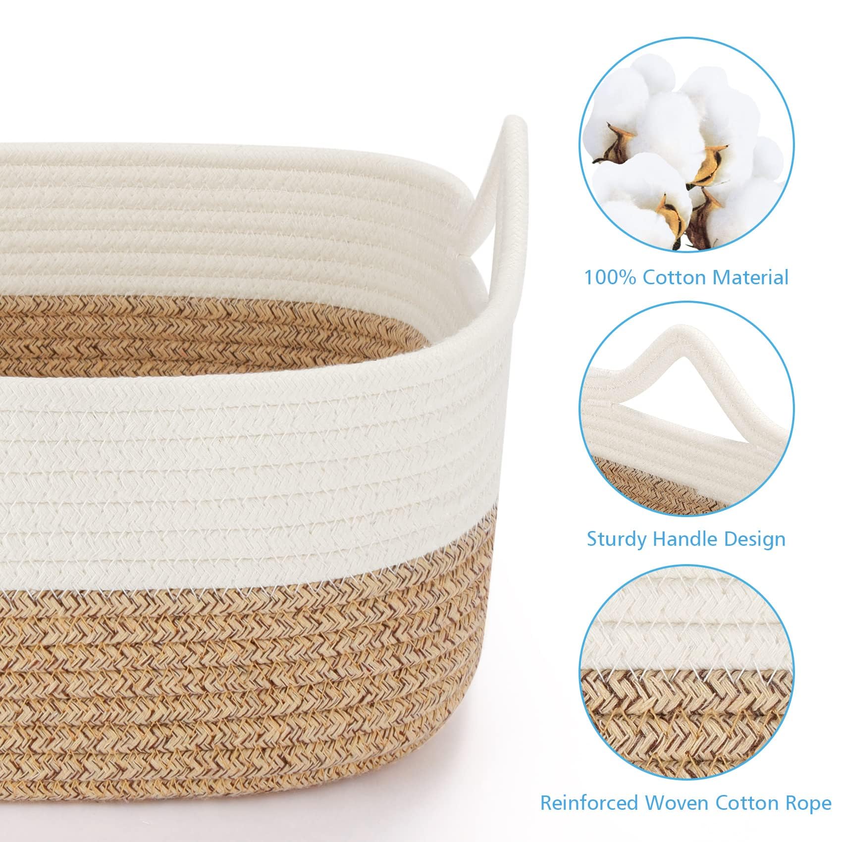 ABenkle cotton rope basket toy bin for nursery tidiness