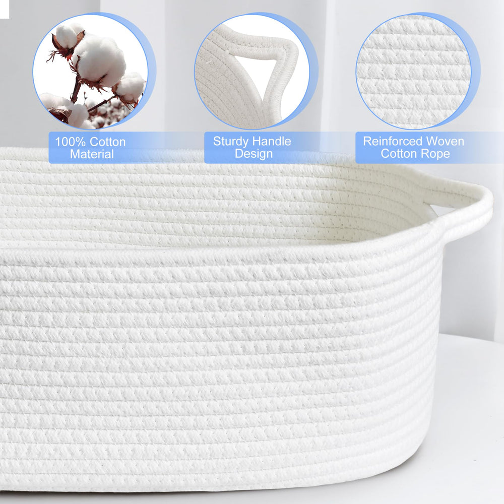 ABenkle cotton rope woven basket with soft touch suitable for nursery or living room.