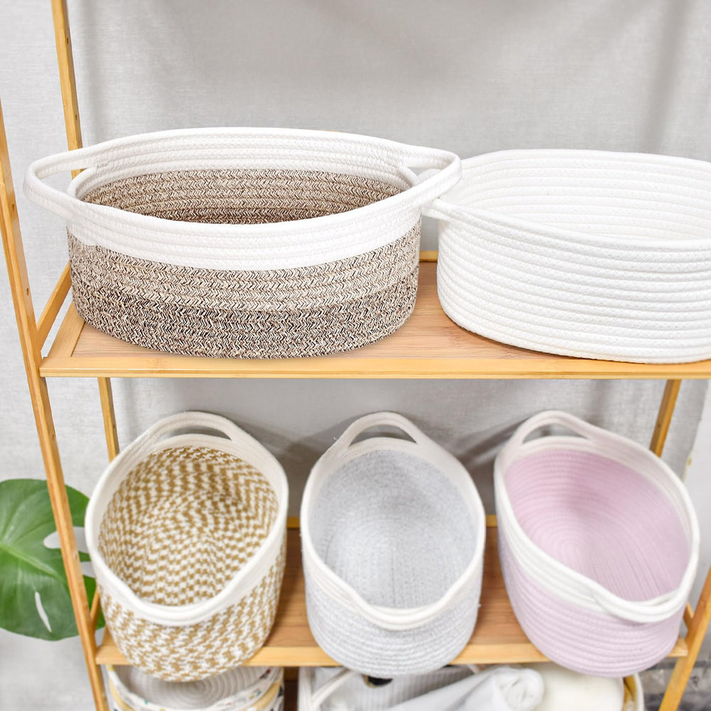 ABenkle decorative storage bin blends with home aesthetics while storing small items.