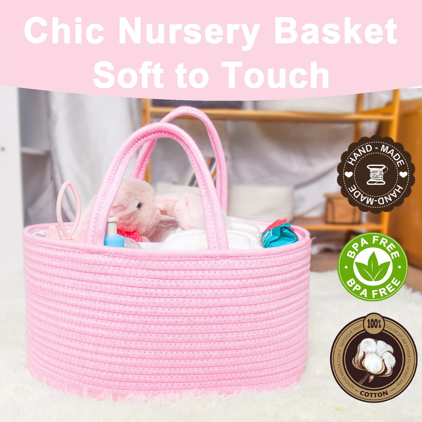 ABenkle diaper caddy helps tidy the nursery while organizing essentials.