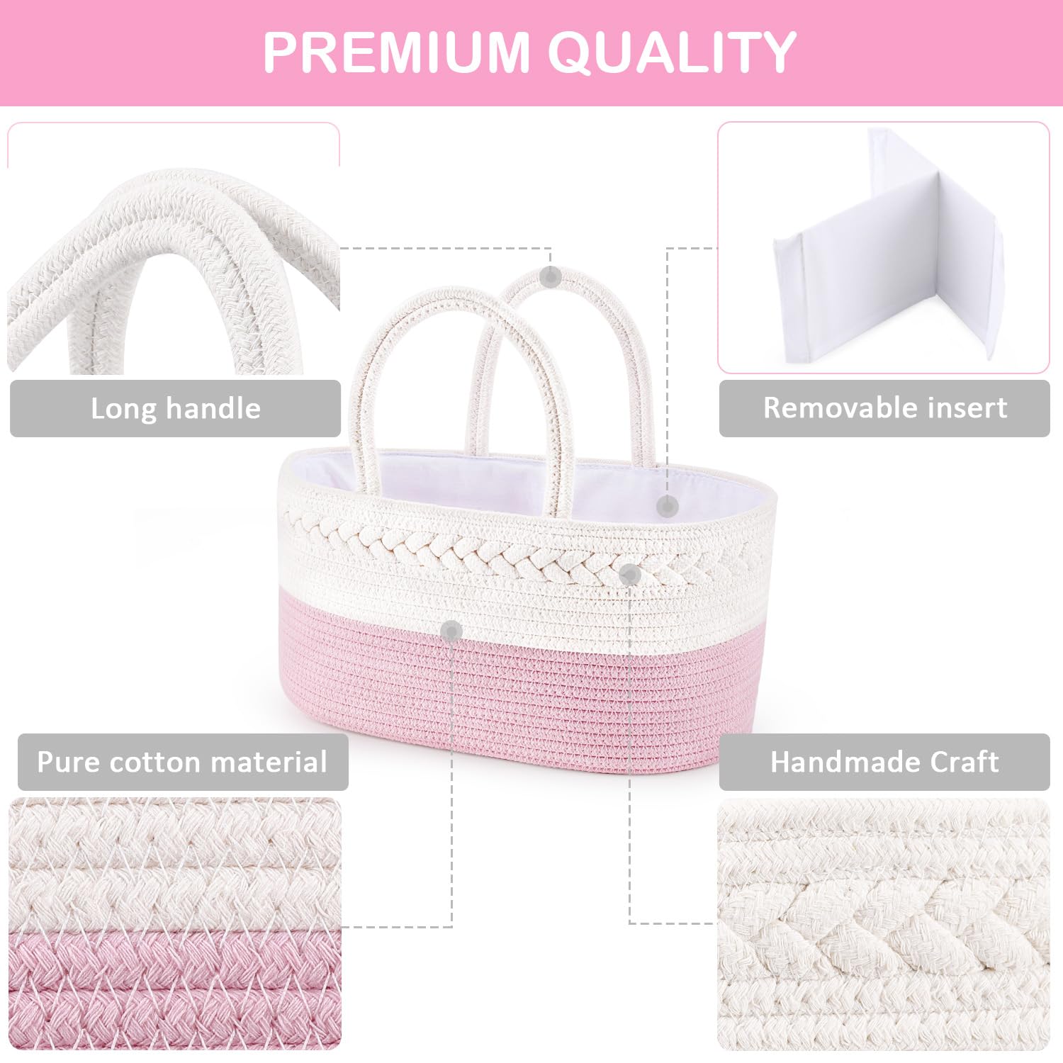 ABenkle diaper caddy open compartments keeps diapers and wipes within easy reach.