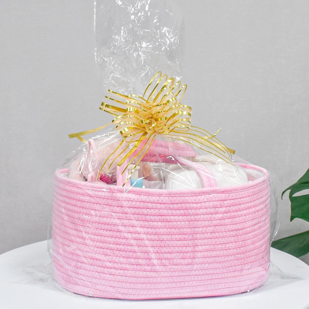 ABenkle diaper caddy with removable dividers adapts to storage needs.
