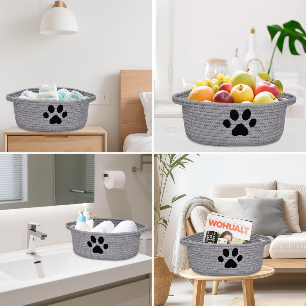 ABenkle gift-ready basket with paw motif suits baby showers and housewarmings