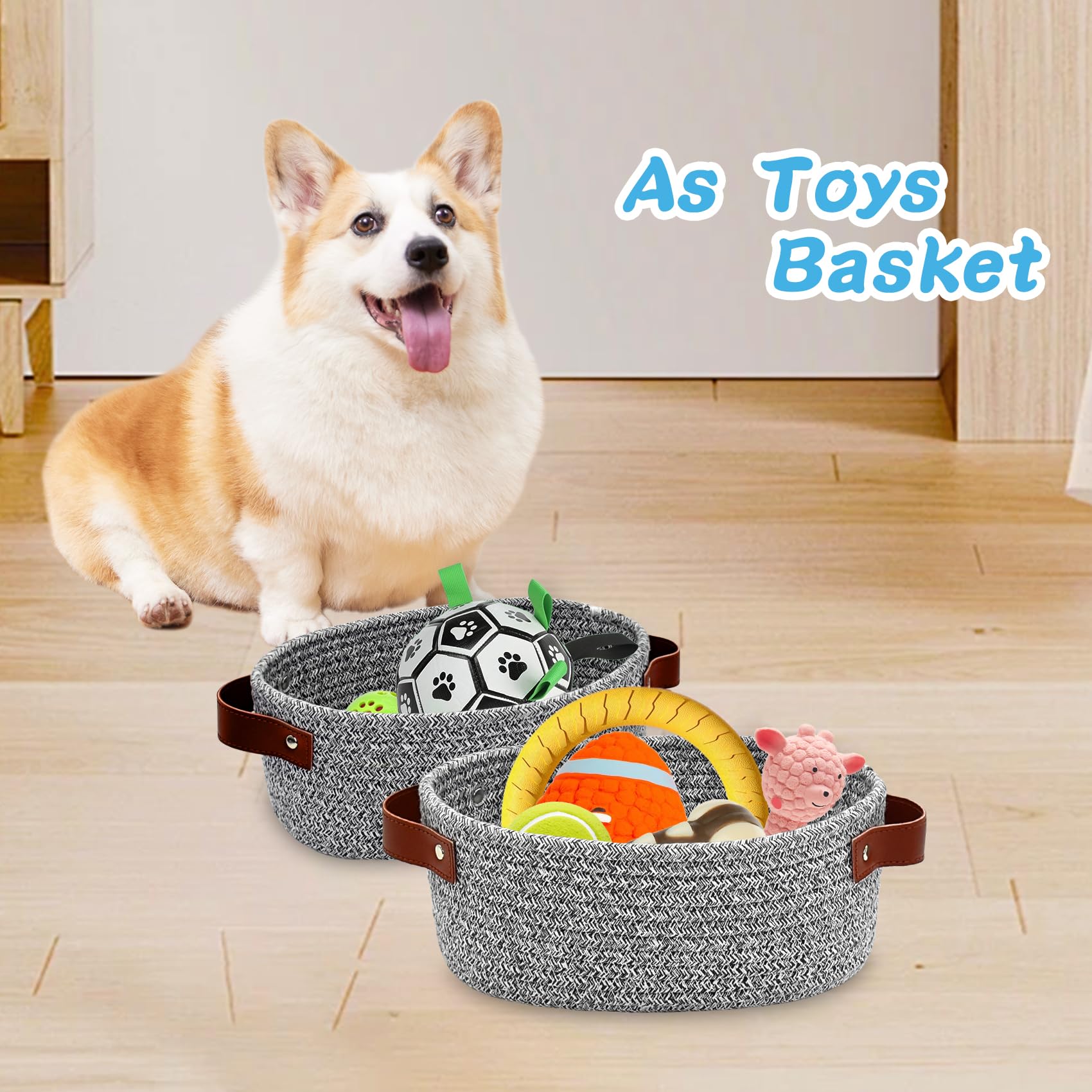 ABenkle kids toy basket makes cleanup quick and simple.