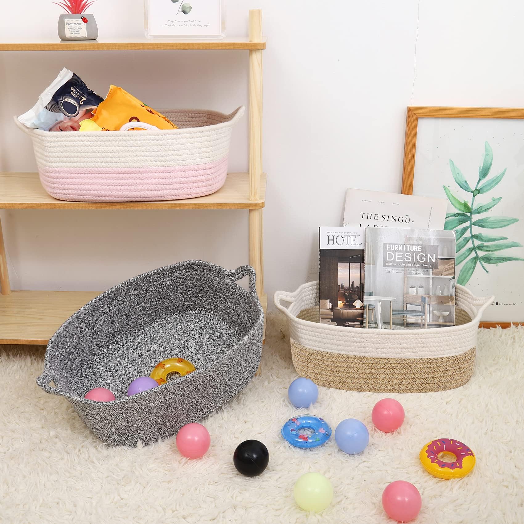 ABenkle laundry basket safely holds towels and linens