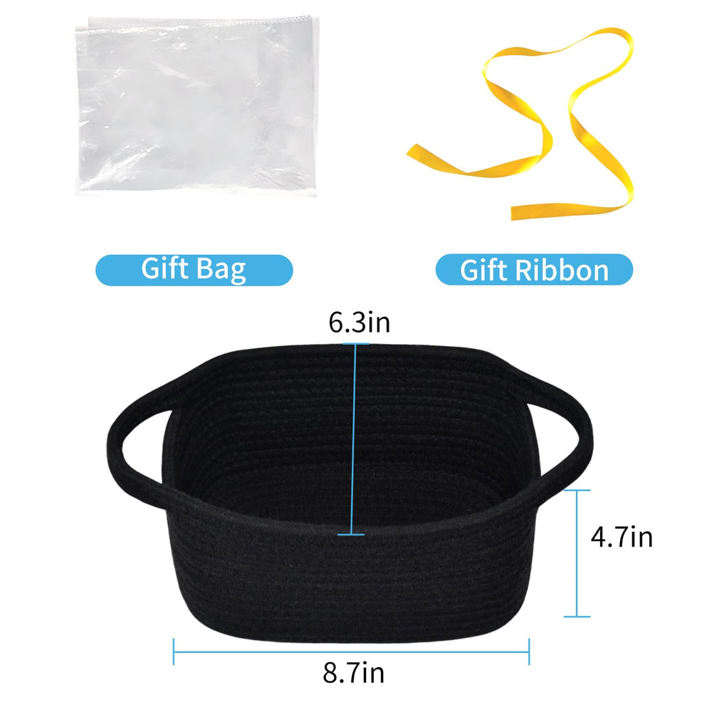ABenkle mini cotton rope basket showing soft texture for desk organization