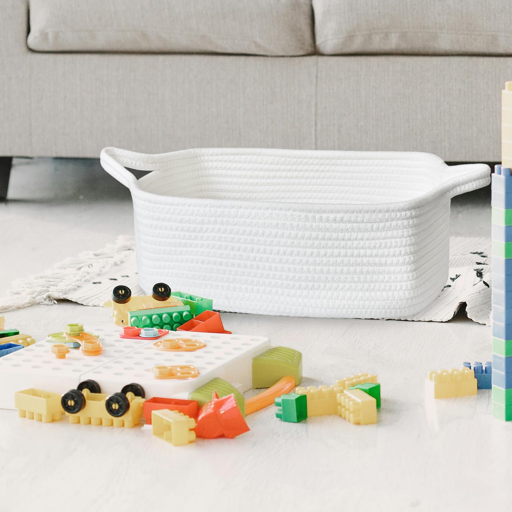 ABenkle multi-purpose basket used for towels and spa essentials.