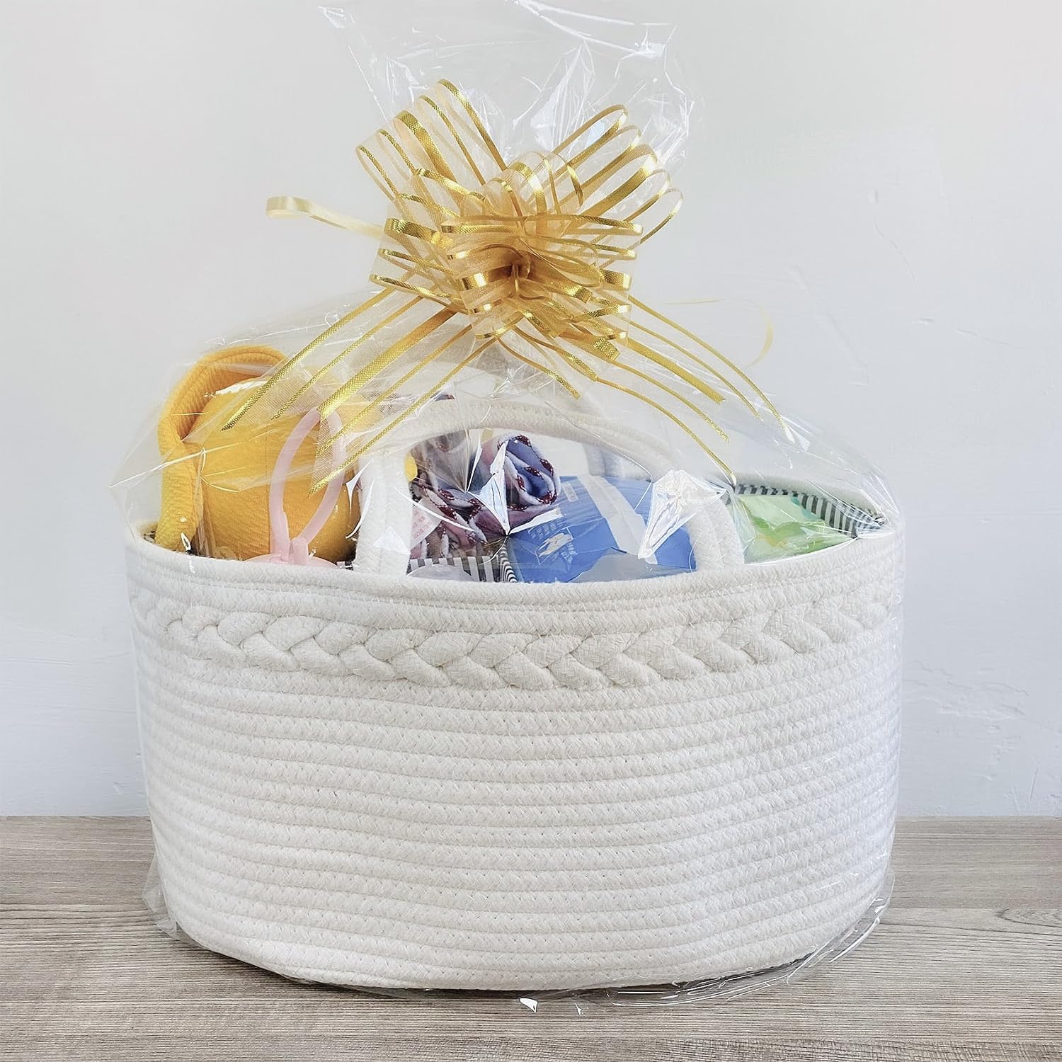 ABenkle Nursery basket cotton rope close-up highlights soft, durable weave.