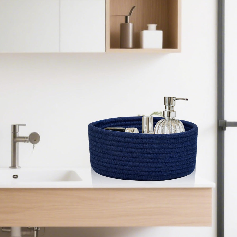 ABenkle nursery side table basket organizes toys and diapers softly.