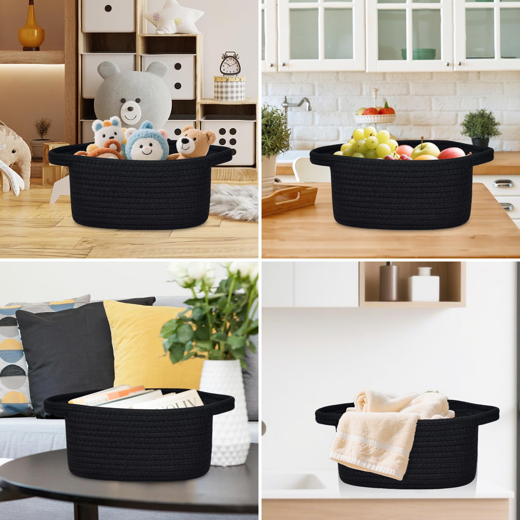 ABenkle pet-safe storage basket made from natural cotton rope for family use